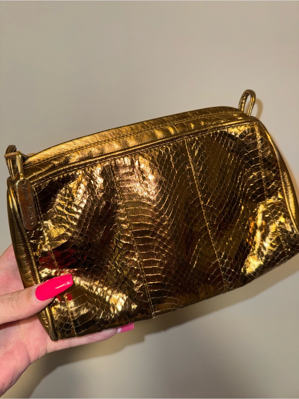 Giani Bernini Gold Metallic Textured Wristlet Clutch - Designer Style